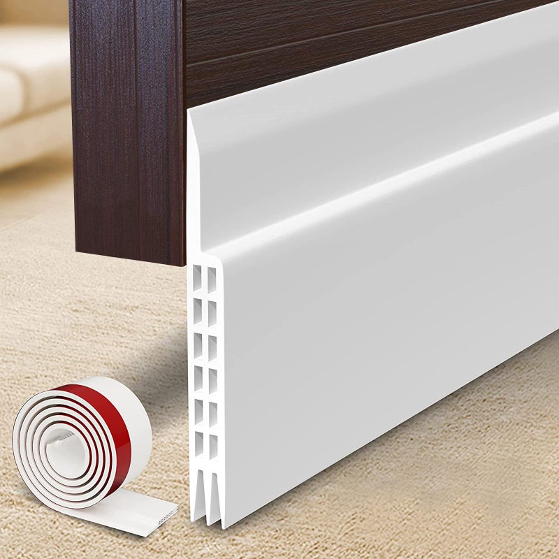 Suptikes [New Upgrade] Huge Gap Door Draft Stopper, 3.4" W Widened Door Sweep Seal Gap Up to 1.8" for Interior & Exterior Doors - Keeping Draft, Noise, Dust and Unwanted Animals Out,3.4" W x 39" L,White - Image 1